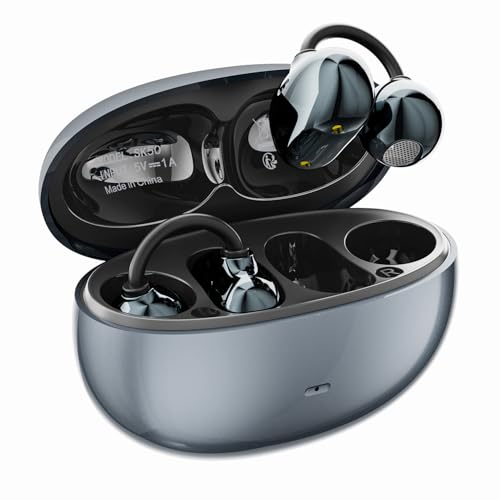 Open Ear Earbuds Clip on Earbuds Earbuds for Small Ears with Spatial Audio 2026, 2g Invisible Fit Air Conduction Headphones, Bluetooth 6.0 Open-Ear Clip for Running, Work & All-Day Comfort. (Black)