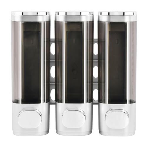 Mapille Dispensador de Jabón para Pared, Juego de 3 Dispensadores de Jabón, Dispensador Jabon Baño, Dispensador Gel y Champu Ducha, Adecuado para Champú, Gel de Ducha, Jabón (Plateado)
