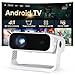 Smart Beamer Full HD 1080P, 25000 Lumens, Android 11，Integrierte Apps, 4D Trapezkorrektur，WiFi 6 & BT 5.2, Heimkino 4K Beamer Trapezkorrektur und elektrischen Fokus