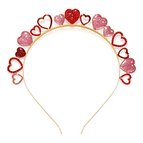 CEALXHENY Valentineâ€™s Day Headbands for Women Glitter Heart Hairbands Crystal Cupid Heart Headbands Party Valentineâ€™s Day Accessories Halloween Costume Party Favors Gifts (Style C)