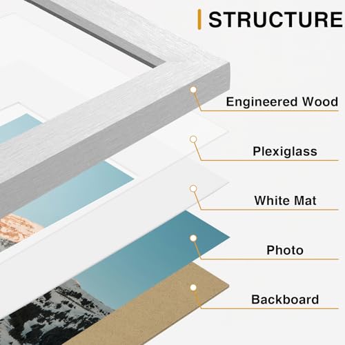Image of Vittanly Picture Frames Set of 10, Picture Frames Collage Wall Decor with Two 8x10, Four 5x7, and Four 4x6 Photo Frames, Gallery Wall Frame Set for Wall or Tabletop Display, Silver