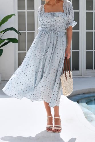 Image of R.Vivimos Women Summer Half Sleeve Cotton Ruffled Vintage Elegant Backless A Line Flowy Long Dresses