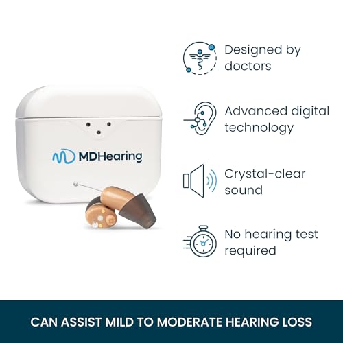 MDHearing NEO XS Hearing Aids for Seniors, Completely-In-The-Canal Rechargeable Design, Virtually Invisible, All-Day Comfort, Crystal-Clear Sound by MDHearing, Fits with Glasses …
