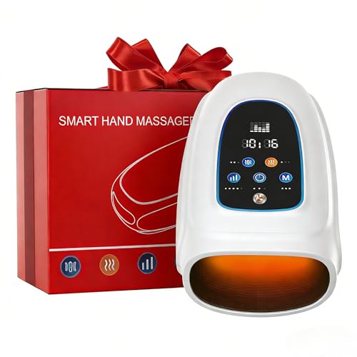 Forubar Hand Massager with Heat and Compression 3-in-1 Professional Hand/Finger Massager for Arthritis and Carpal Tunnel Relief 5 Intensity & 3 Heat Settings for Women Men Office Workers Seniors