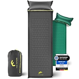 The Future – Air Bender Comfort große Isomatte+[Kopfkissen] selbstaufblasend/self-Inflating, lang, leicht und wetterfest…