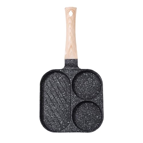 MFYOUPK Sartén para Huevos,Sartén De Tortilla Y Tortitas Antiadherente,Utensilio De Cocina Con 3 Secciones Para Inducción Eléctrica Restaurante Casa Cocinar Carne Sandwich Barbacoa - Para Placa De