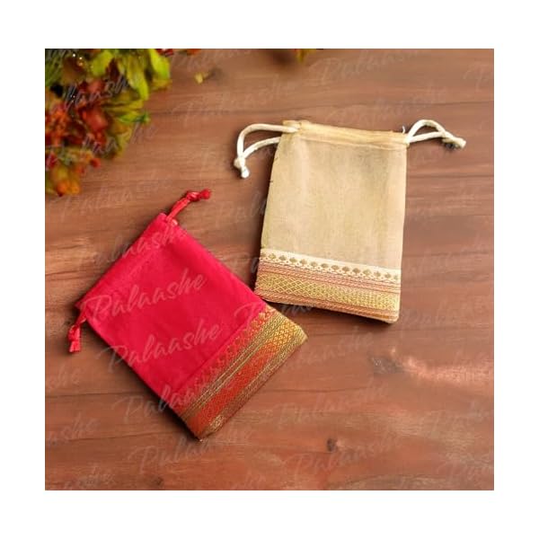 Queens Canvas Pack of 10- (12cm x 9cm) Potli Bags | Return Gifts Bags | Small Gift Bags | Drawstring Pouches for Wedding | Jewellery Pouch Potli Bags | Gift Bags For Festivals | Coin Pouches