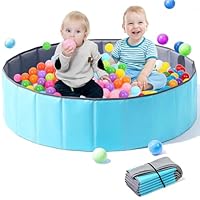 Baby Ball Pit, Foldable Kids Ball Pool Portable Dog Ball Pit Round Ball Pit for Toddler Boys Girls Pet Cats Indoor Outdoor (Blue 80cm)