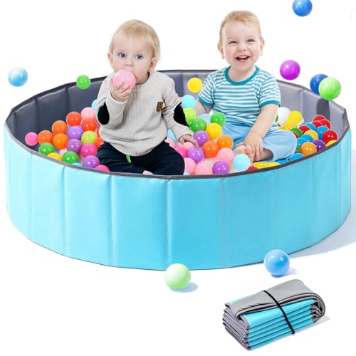 Baby Ball Pit Foldable Kids Ball Pool Portable Dog Ball Pit Round Ball Pit for Toddler Boys Girls Pet Cats Indoor Outdoor (Blue 80cm)
