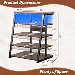 Armocity 5-Tier AV Media Stand with Power Strips, Media Console with LED Lights, Audio Tower Rack with Adjustable Shelves, Stereo Stands and Racks, 40.8'', Black Walnut - Image 3