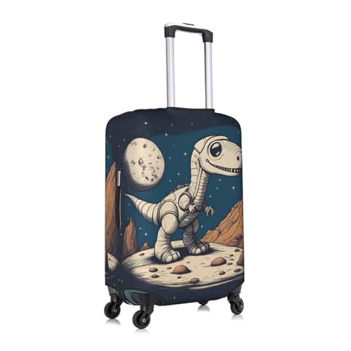 Funny Astronaut Dinosaur Rocke Print Travel Elastic Suitcase Luggage Baggage Cover Protector, Washable And Anti-Scratch3
