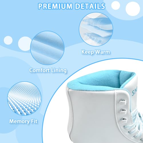 SMOOJOY Womens Ice Skates, Figure Skates with Air Cushion, Recreational Soft Beginner Figure Ice Skates for Youth Girls Boys