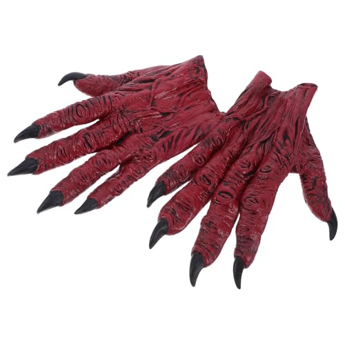 Guantes de demonio café en látex Toyvian para terror en Halloween