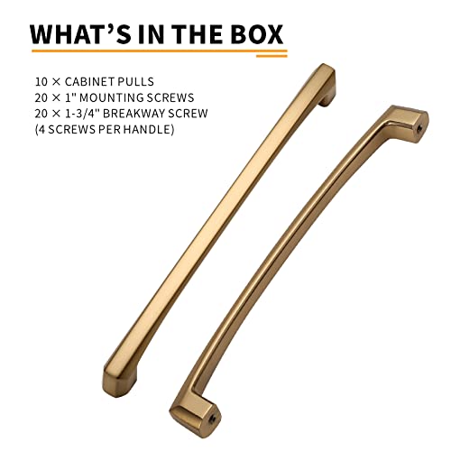 Image of 10 Pack 9 Inch Champagne Bronze Cabinet Pulls Kitchen Cabinet Handles Kitchen Handles for Cabinets Cupboard Handles Champagne Drawer Handle Dresser Pulls