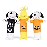 Peanuts for Pets 9 Inch 3 Pack Halloween Dog Toys | Snoopy Pumpkin, Woodstock Pumpkin, Snoopy Skeleton Bobo Body Halloween Dog Toys | Plush Squeaky Dog Chew Toys Officially Licensed by Peanuts