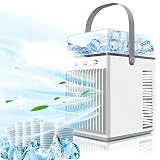 mini humidificador / refrigerador de ar portátil evapolar (branco) 【3 Niveles de Humidificación y Cubos de cristal de Hielo*5】 La boquilla integrada, la adición de agua y la activación del modo de humidificación (3 niveles) crearán una brisa fresca y húmeda para usted. El aire acondicionado portátil también está equipado con un Crystal Ice Cube, puede congelar la nevera con anticipación y luego colocarla en el enfriador de aire, lo que duplicará el efecto de enfriamiento y brindará una experiencia de enfriamiento duradera.