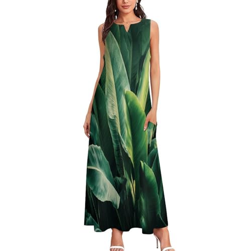 Robe longue ample imprimé feuilles de bananier pour sublimer les silhouettes généreuses - 2