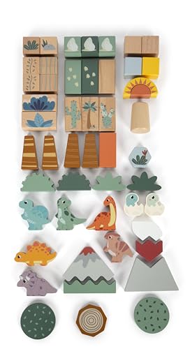 Small Foot Wooden Building Blocks Dino, set of blocks made of FSC® 100%-certified wood, for ages 12+ months, 12621 - Image 4