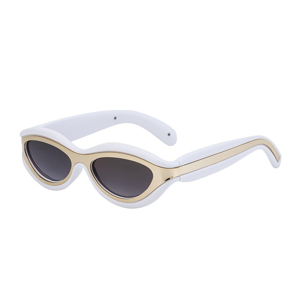 Cat Eye Damen Sonnenbrille Halbmetall Farbverlauf Spiegel Brillen Herren Punk Sonnenbrille Shades UV400