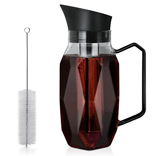 Joymicre Cold Brew Coffee Maker 40Oz/1.2L Stainless Steel Filter With Glass Pitcher & Lid For Iced Coffee, Lemonade, Juice & Tea Includes Cleaning Brush #TOP5