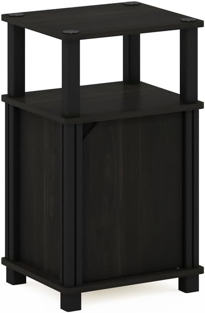 HomeStock 3-Tier End Table with Door - Espresso Black - Living Room Storage