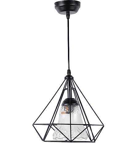 Image of DECOHOME Modern Hanging Ceiling Lamp Lights for Home & Decor | Premium Finish Pendant Light for Living Room, Bedroom & Dining Area | Stylish Indoor Lighting | Chandelier Lights (Diamond-Black)
