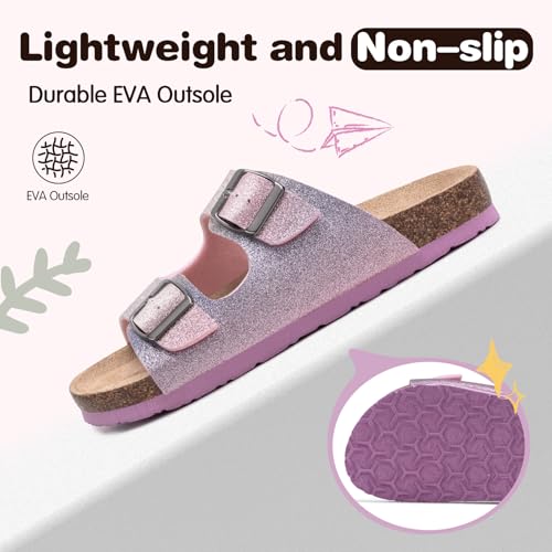 Image of FITORY Boys Girls Glitter Slide Sandals, Cork Slipper with Adjustable Straps for Little Kid /Big Kid