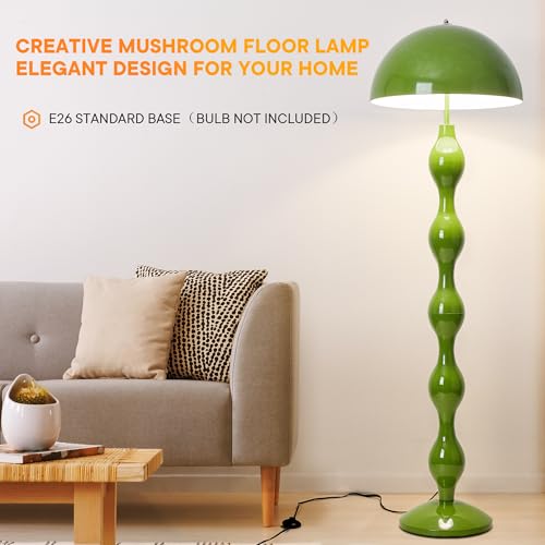 eccuslon Unique Floor Lamp Creative Green Mushroom Lamp Standing Lamp with 45CM Wide Iron Shade and Foot Switch Modern Floor Light for Living Room, Bedroom, Office, Corner by eccuslon - Used condition - Image 4