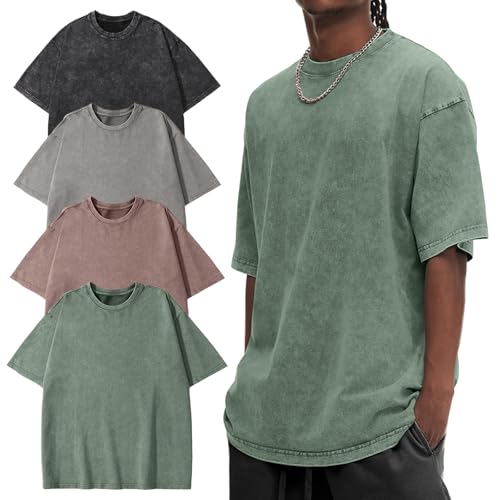 Image of Eiscntd Mens Oversized T-Shirts Heavyweight Cotton Vintage Unisex Baggy Tee