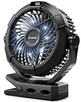 Gaiatop Tragbarer Campingventilator mit LED-Laterne, 4000 mAh persönlicher wiederaufladbarer USB-Ventilator, 360° drehbar, leiser kleiner Ventilator mit LED-Digitalanzeige & Aufhängehaken,