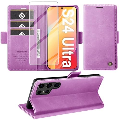 Protection Samsung S24 Ultra rabat violet etui portefeuille simili cuir