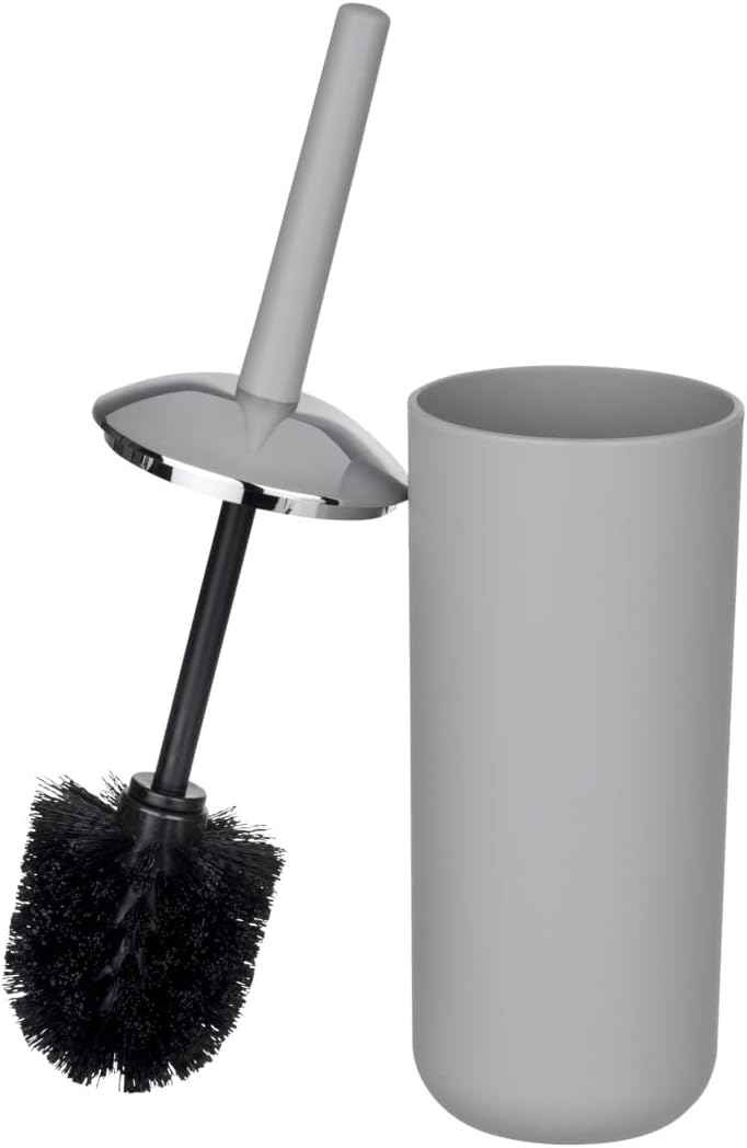 Brasil Toilet Brush, Toilet Bowl Cleaner Brush with Holder, Toilet Bowl Brush Made of Plastic, Grey, Dimensions 3.9 x 3.9 x 14.6 in