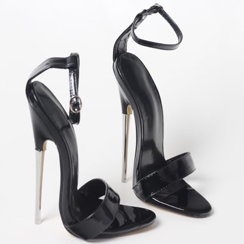Sandales à talons aiguilles noir métal de 18cm pour soirées branchées - 6