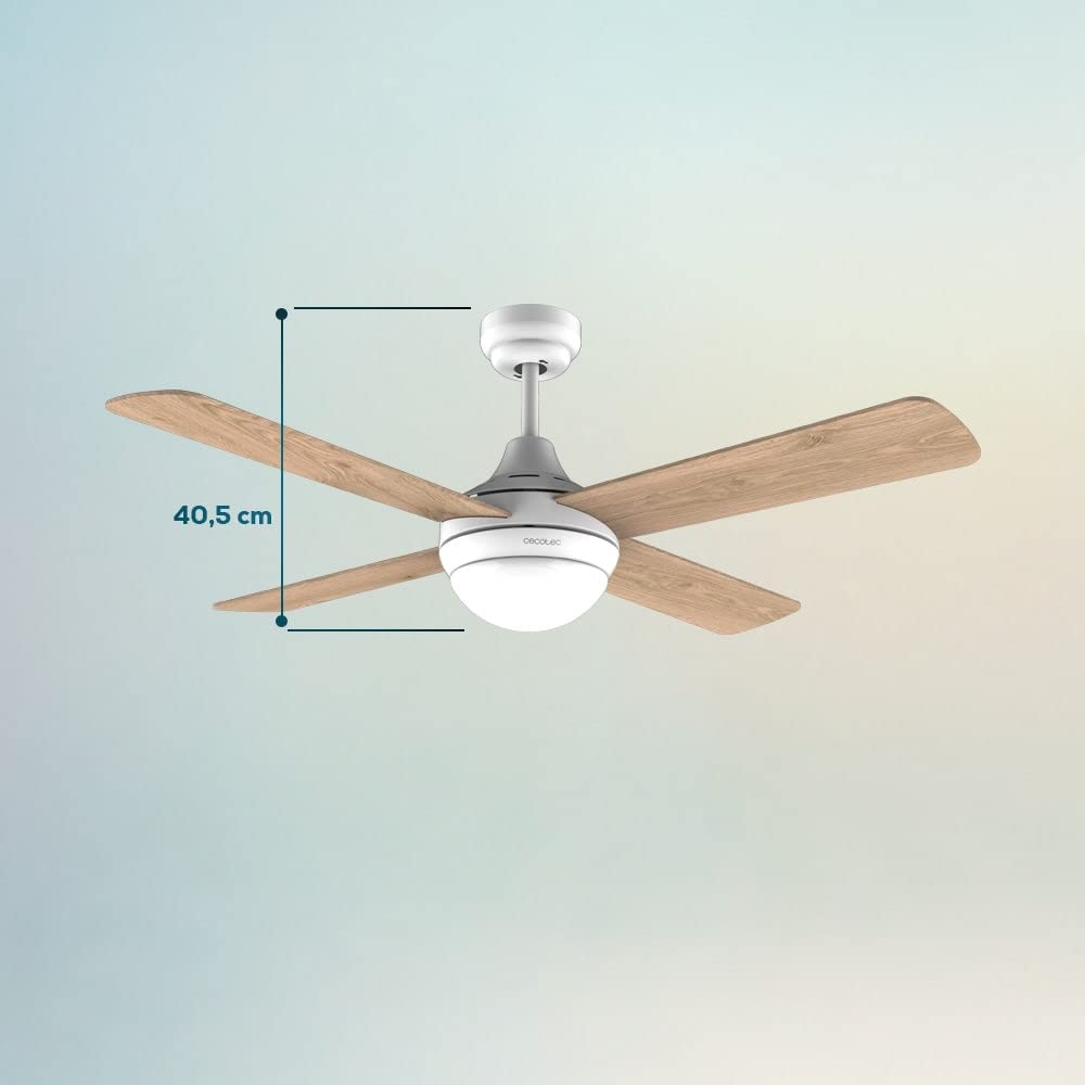 Cecotec Ventilador de Techo con Luz EnergySilence Aero 4250 DC Fresh. 40 W, Motor DC, Diámetro 42”con 4 Aspas Reversibles, Luz LED, Mando a distancia, Temporizador, 6 Velocidades