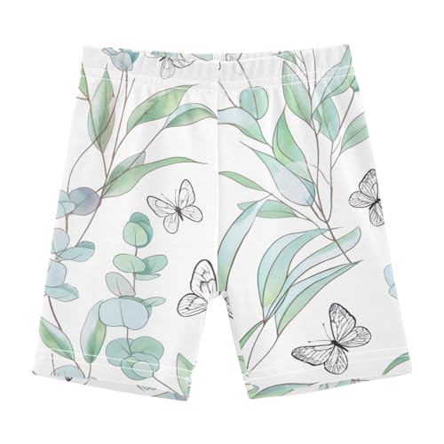 RPLIFE Weiße Mädchen-Fahrradshorts aus Baumwolle, atmungsaktiv, mit Wagenrad, Sommerkleidung, 4T, Schmetterlinge, weiß, 128
