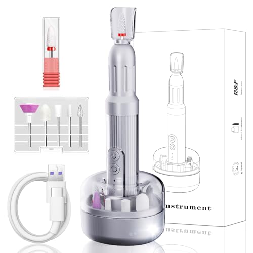 Electric Nail Files Professional Nail Drill for Gel/Acrylic Nails, 18000 RPM Adjustable Speed E File, Manicure Pedicure Set with Ceramic Nail Bit,Rechargeable Base,Low Vibration,Low Noise for Beginner