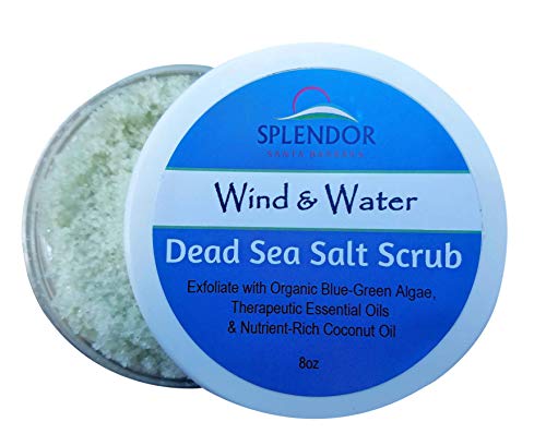 Coconut Oil Dead Sea Salt Exfoliating Body Scrub: Wind & Water. Handcrafted, Vegan, Moisturizing with Natural Ingredients 8 oz