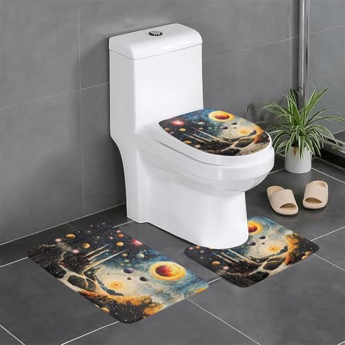 WZYWHJ Planet Ground Picture Bathroom mat Sets of 4 Bathroom