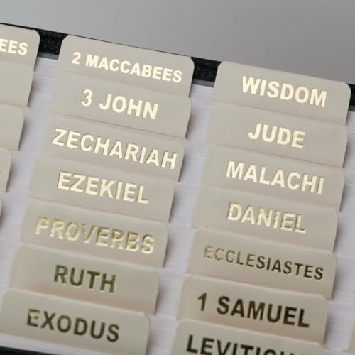 Image of UPAFEXXI-Leather Bible Tabs for Women and Men, Gold Foil Lettering(Cream)