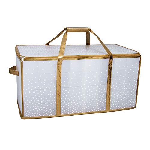 Hottest Sale Simplify 128 Count Organizer with Dividers & Handles, Protects Decorations for Christmas & Holidays, See-Through & Collapsible Christmas Ornament Storage, Gold
