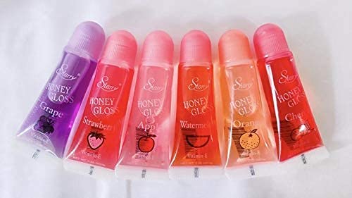 "HONEY GLOSS" FRUITY LIP GLOSS, COMPLETE 6 PIECE SQUEEZE TUBE SET, INFUSED WITH VITIMAN E & ALOE VERA, .35oz each