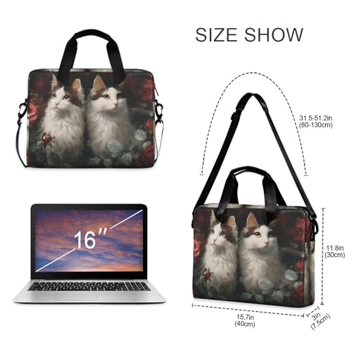 Bolso bandolera para laptop con diseño de flores y gatos miniatura 5