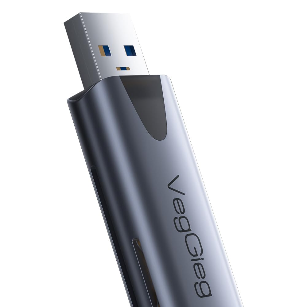 VegGieg - V-C307 - SD Card Reader - Dual Connector USB 3.0/USB C Memory Reader Adapter - Supports TF/Micro SD - Compatible with MacBook Pro/Air/iPad/Galaxy S21 (V-C307)