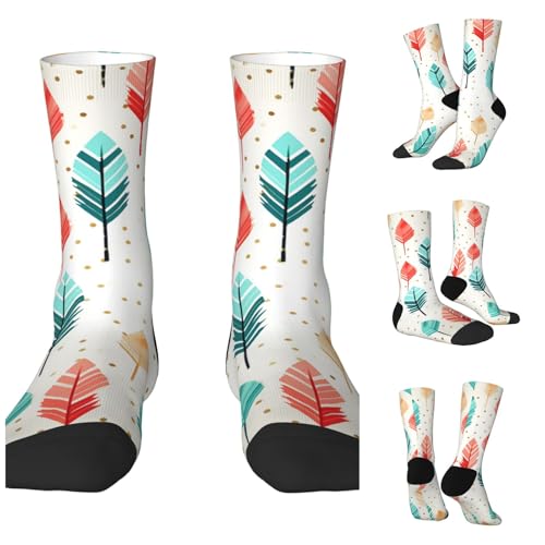 LZQPOEAS Coral and Teal Arrows Athletic Socks Unisex Cushioned Crew Socks Hiking Running Calf Sock Soft Above Ankle Sock