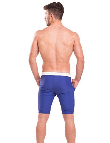 Taddlee Swimwear Men Swimsuits Long Basic Solid Blue Swim Boxer Brief Trunks4