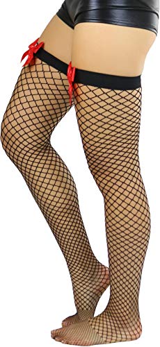 ToBeInStyle Women's Satin Bow Spandex Mini Diamond Net Thigh Hi3