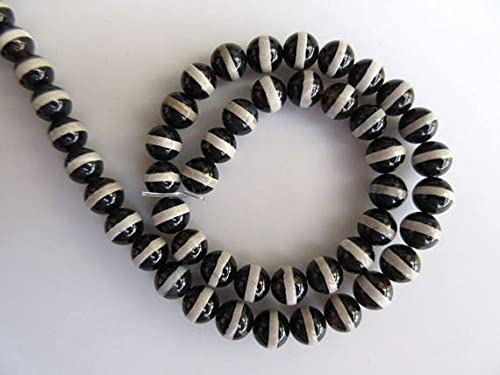 Perles en pierre onyx noir rubané de qualité supérieure avec fil de 15 pouces pour joaillerie DIY