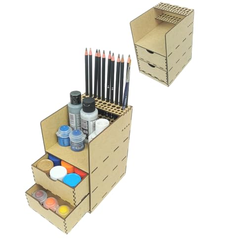 HobbyHold Organizador de maquetas con 2 cajones, soporte compacto para herramientas y colores, modelo estantería de color, estantería de color para manualidades, estante de pintura, organizador de