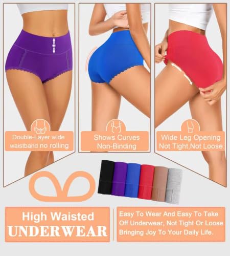 Image of MISSWHO Cotton High Waisted Soft Womens Underwear Breathable Panties, Multipack