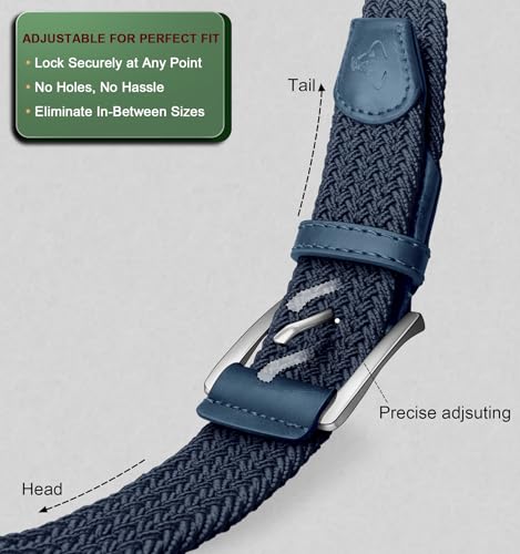 Image of BULLIANT Belt for Men 2Pack,Mens Gift Stretch Braided Web Belt Elastic for Casual Golf Jeans,1 3 /8 inch